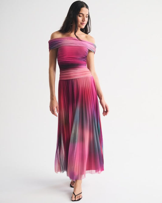 Giselle Drop-Waist Maxi Dress in Pink