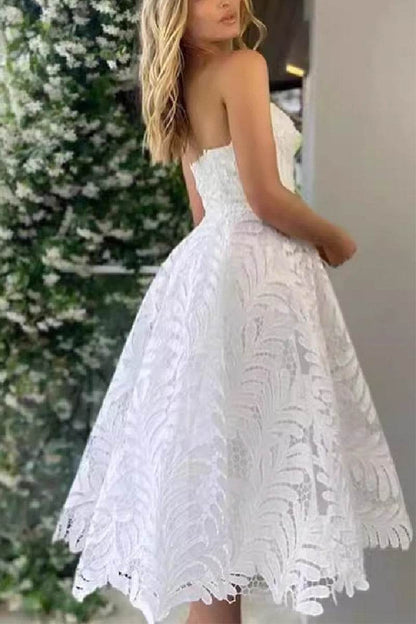 Line Tea Length Lace Little White Dress 100060 Arabella Lace Tea Length Dress