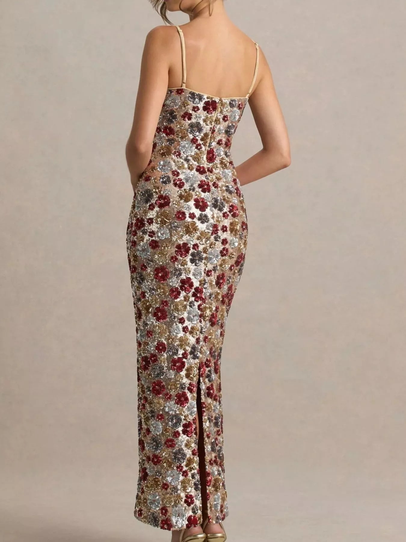 Multicolor Vivienne Sequin Floral Maxi Dress