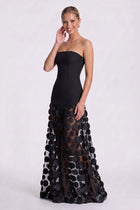 A-Line Maxi Elastic Cloth Tulle Formal Wedding Guest Dress Strapless Formal Gown COCOMELODY CG0325