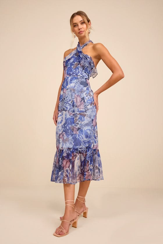 Juno Floral Halter Midi Dress