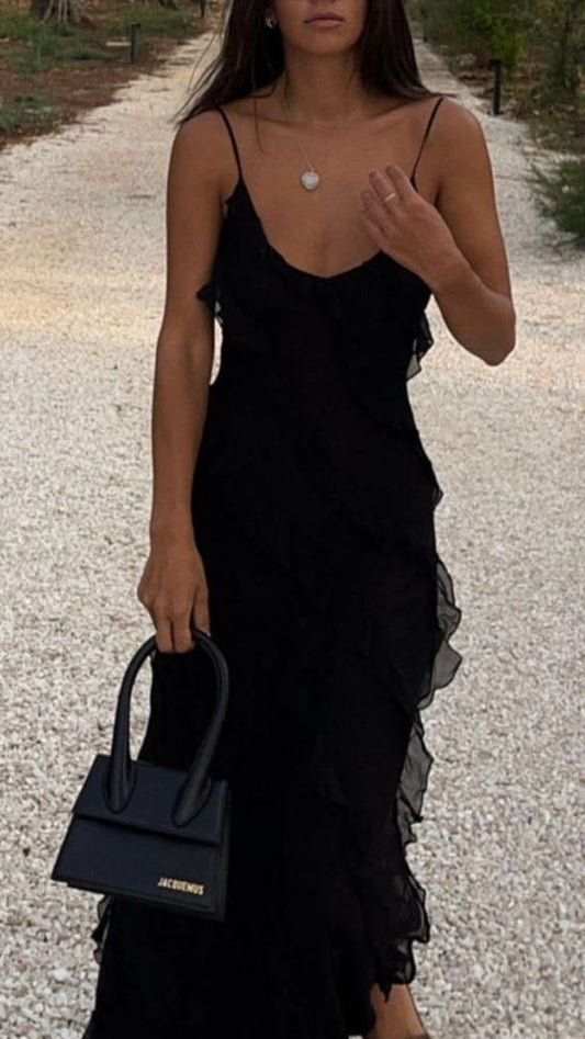 Sexy Mermaid Straps Chiffon Black Prom Dress 21th Birthday Outfit P668 - GREEN / US4