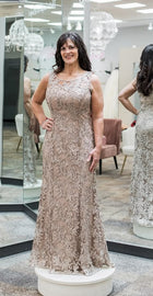 Margot Lace Appliqué Champagne Dress