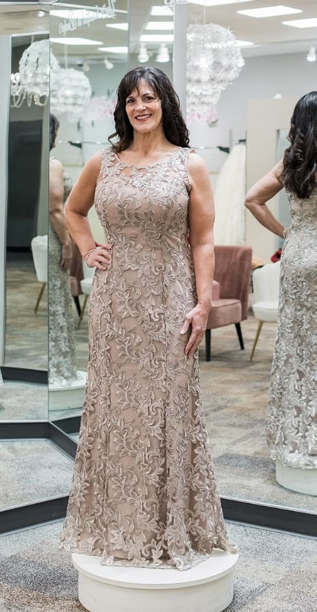 Margot Lace Appliqué Champagne Dress