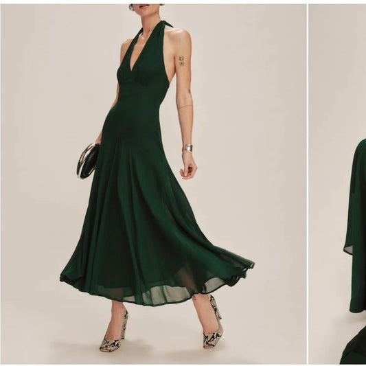 Reformation Dresses | Reformation Dark Green Backless Dress | Color: Green | Size: 6