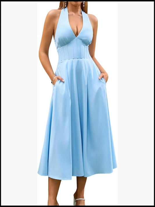 Vivienne Floral Halter Midi Dress