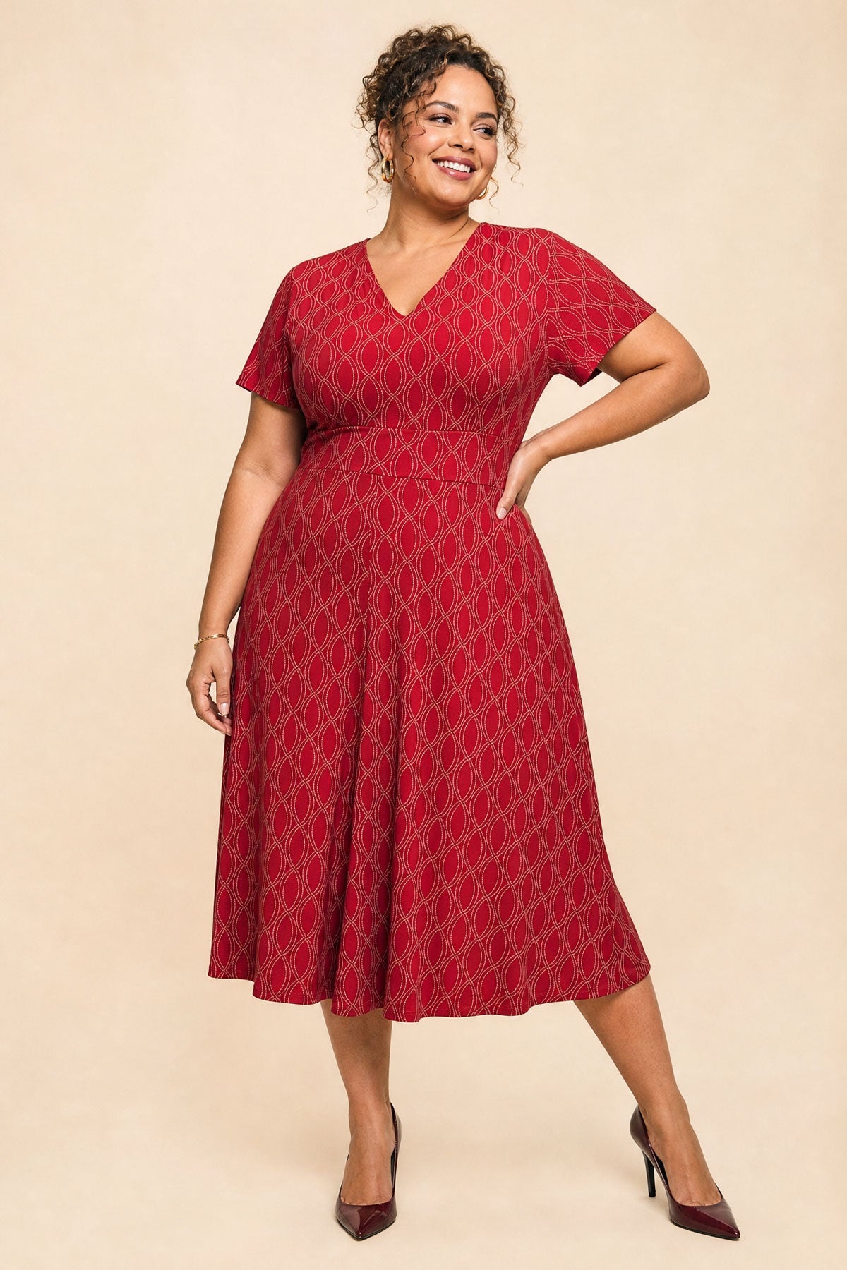 Crimson Cadence Cecelia Crimson Midi Dress