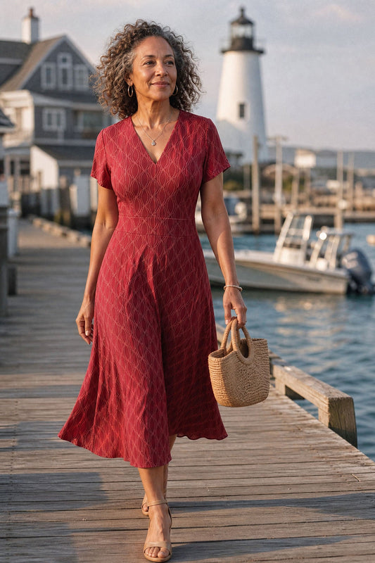 Crimson Cadence Cecelia Crimson Midi Dress
