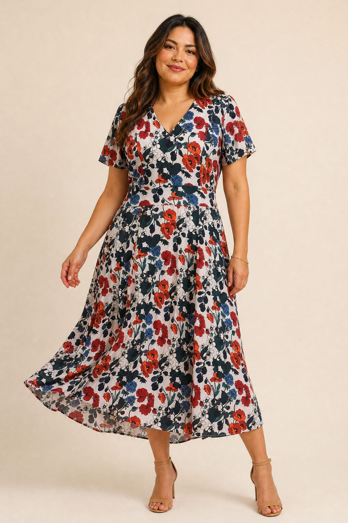 Garden Reverie Cecelia Crimson Midi Dress