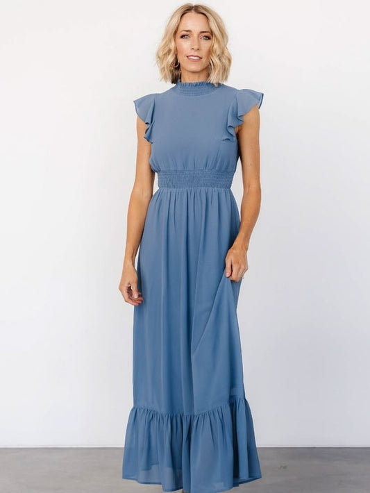 Kearny Ruffle Maxi Dress in Whisper Blue
