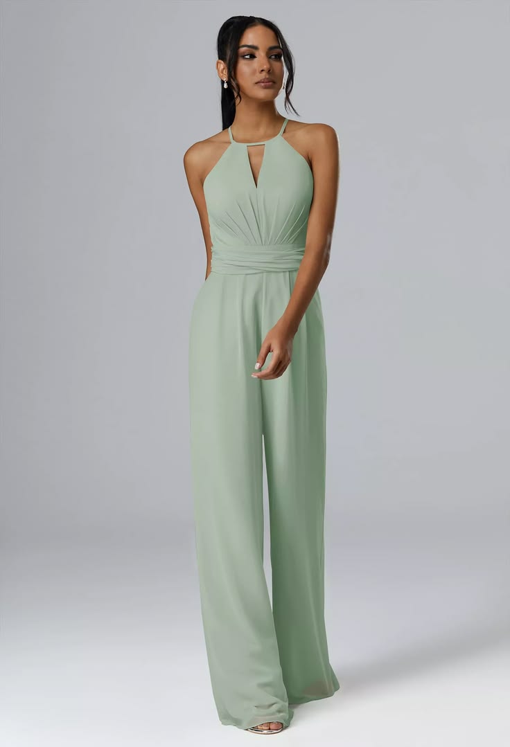 Peggie Chiffon Halter Jumpsuit