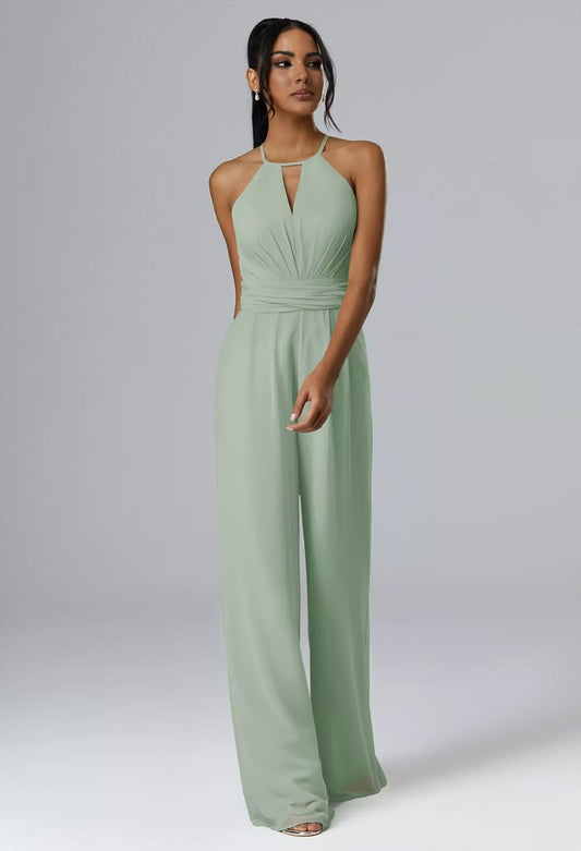 Peggie Chiffon Halter Jumpsuit
