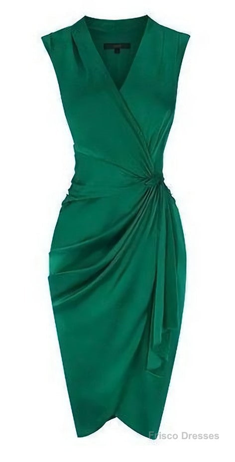 Picture Color Vivienne A-Line Satin Homecoming Dress in Deep Emerald
