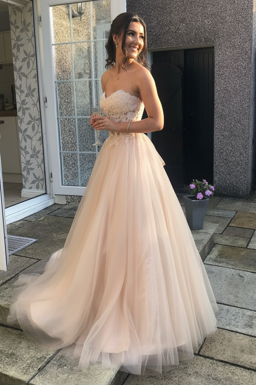 Gold Arabella Tulle A-Line Gown