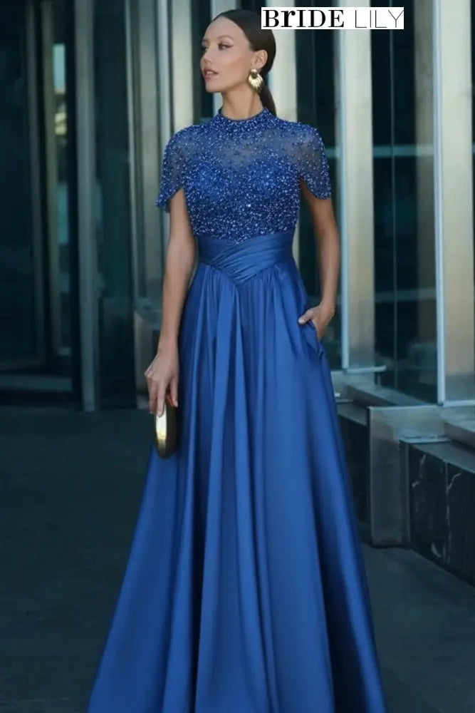 Gold Margot Satin A-Line Evening Dress