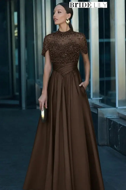 Burgundy Margot Satin A-Line Evening Dress