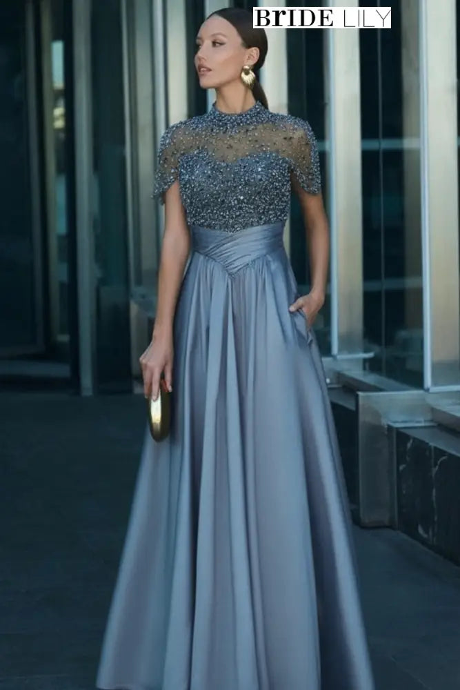 Blush Pink Margot Satin A-Line Evening Dress
