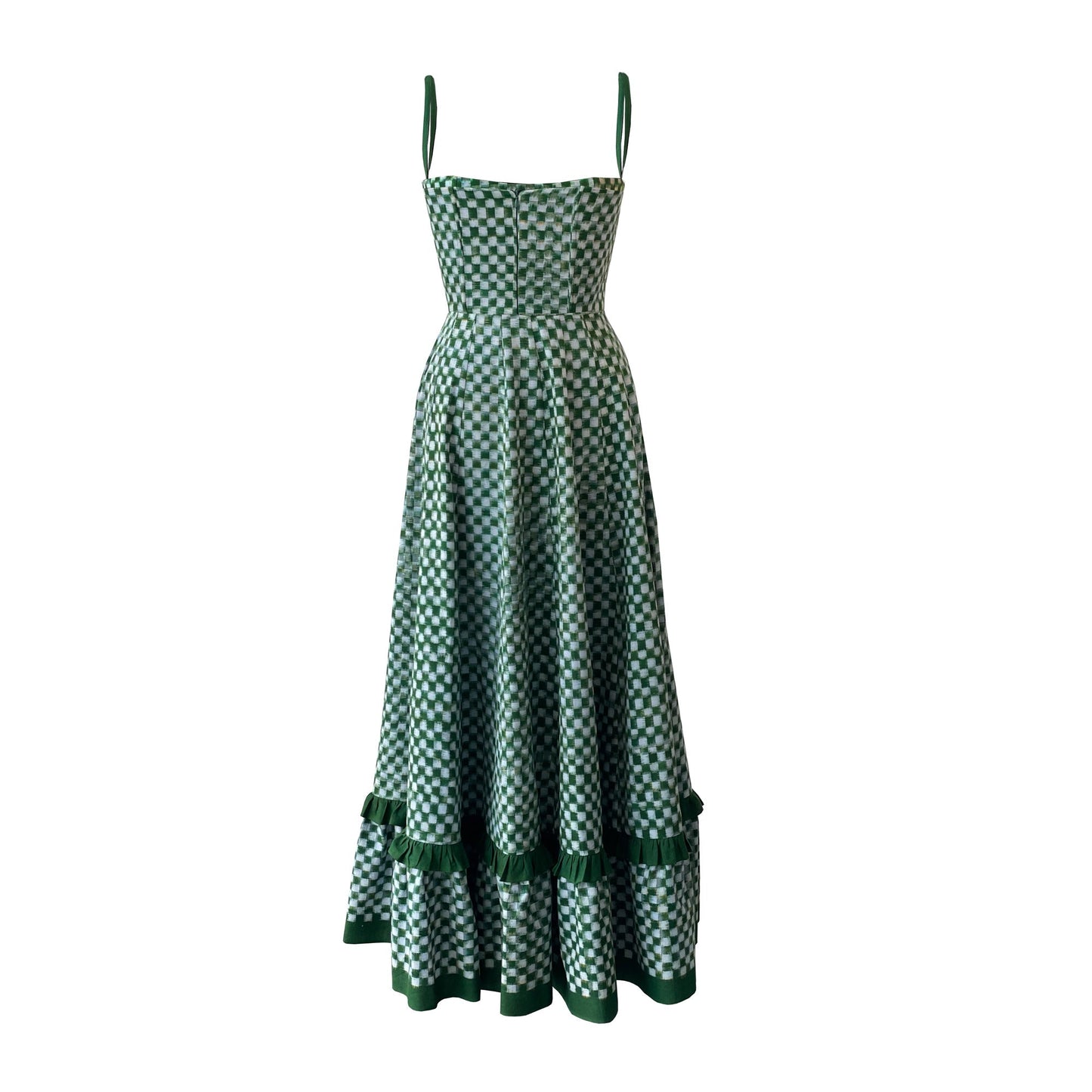 Green Margot Check Midi Dress