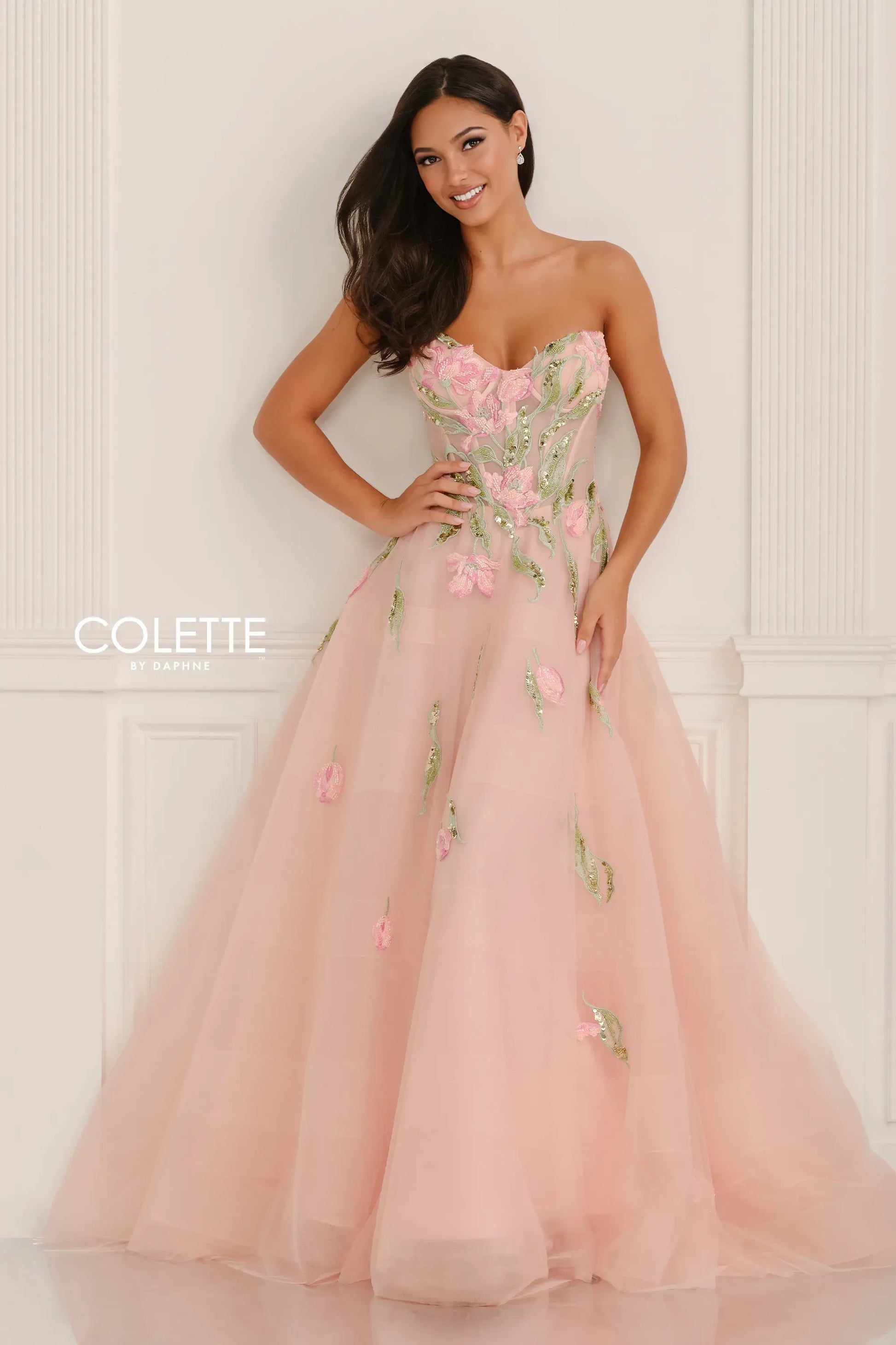 Lilac/Multi Colette Beaded Ball Gown