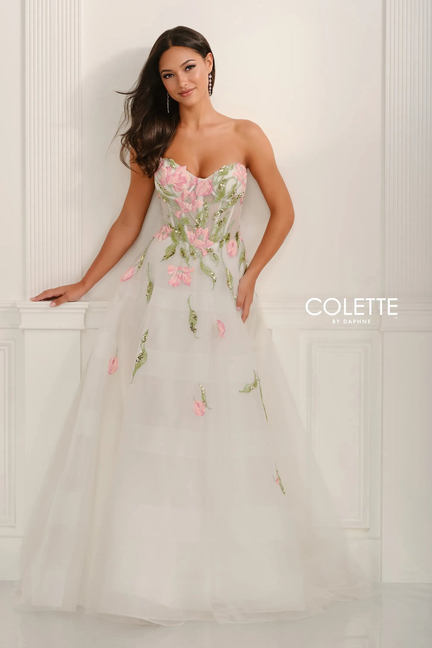 Lilac/Multi Colette Beaded Ball Gown