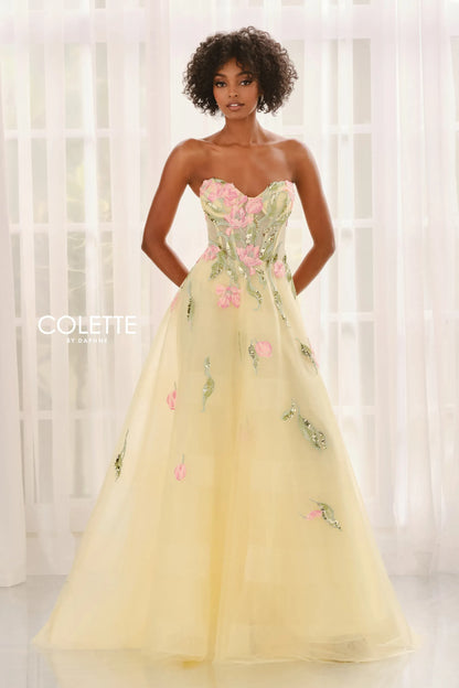 Yellow/Multi Colette Beaded Ball Gown