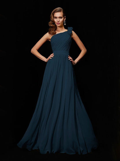 Made Flower Long Chiffon Bridesmaid Dresses Arabella One-Shoulder Chiffon Bridesmaid Dress