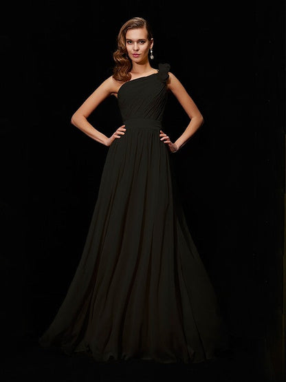 Made Flower Long Chiffon Bridesmaid Dresses Arabella One-Shoulder Chiffon Bridesmaid Dress
