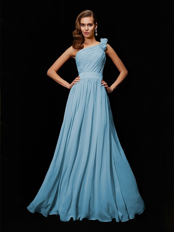 Made Flower Long Chiffon Bridesmaid Dresses Arabella One-Shoulder Chiffon Bridesmaid Dress