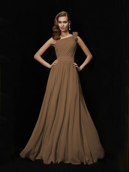 Made Flower Long Chiffon Bridesmaid Dresses Arabella One-Shoulder Chiffon Bridesmaid Dress