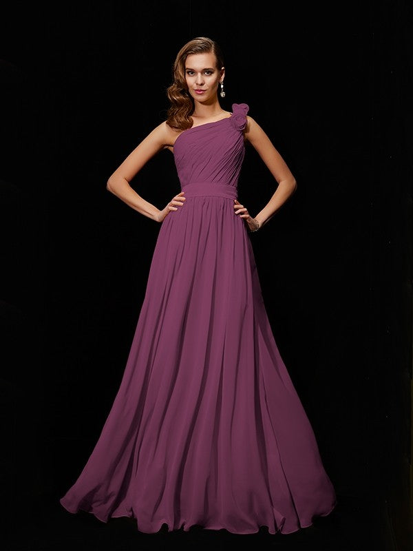 Made Flower Long Chiffon Bridesmaid Dresses Arabella One-Shoulder Chiffon Bridesmaid Dress