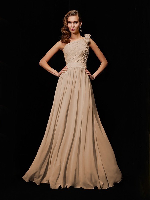 Made Flower Long Chiffon Bridesmaid Dresses Arabella One-Shoulder Chiffon Bridesmaid Dress