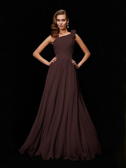 Made Flower Long Chiffon Bridesmaid Dresses Arabella One-Shoulder Chiffon Bridesmaid Dress