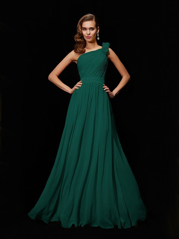 Made Flower Long Chiffon Bridesmaid Dresses Arabella One-Shoulder Chiffon Bridesmaid Dress