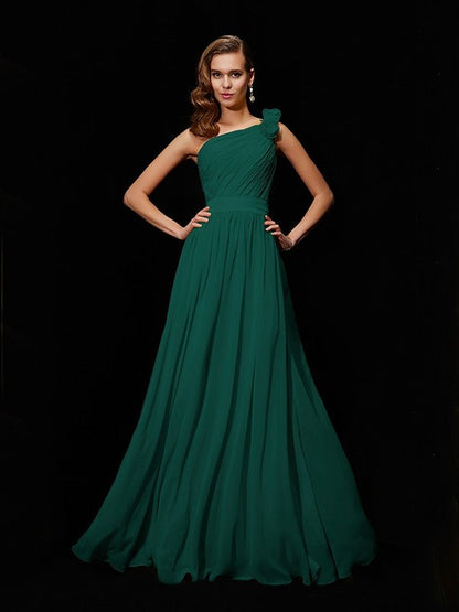 Made Flower Long Chiffon Bridesmaid Dresses Arabella One-Shoulder Chiffon Bridesmaid Dress