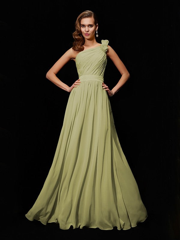 Made Flower Long Chiffon Bridesmaid Dresses Arabella One-Shoulder Chiffon Bridesmaid Dress