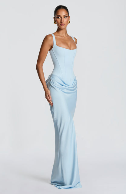 Baby Blue Cornelia Burgundy Maxi Dress