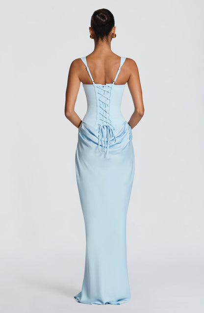 Baby Blue Cornelia Burgundy Maxi Dress