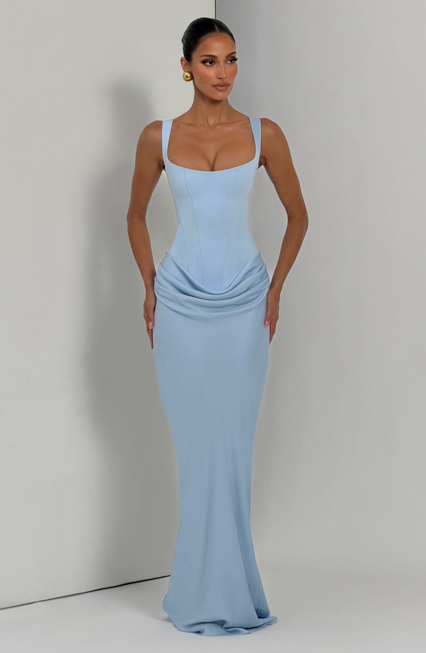 Baby Blue Cornelia Burgundy Maxi Dress