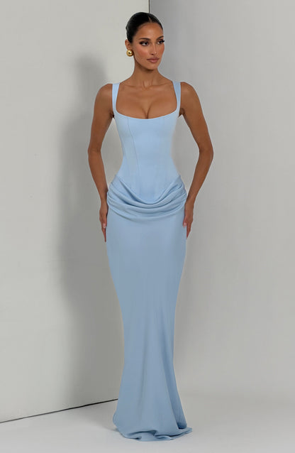 Baby Blue Cornelia Burgundy Maxi Dress