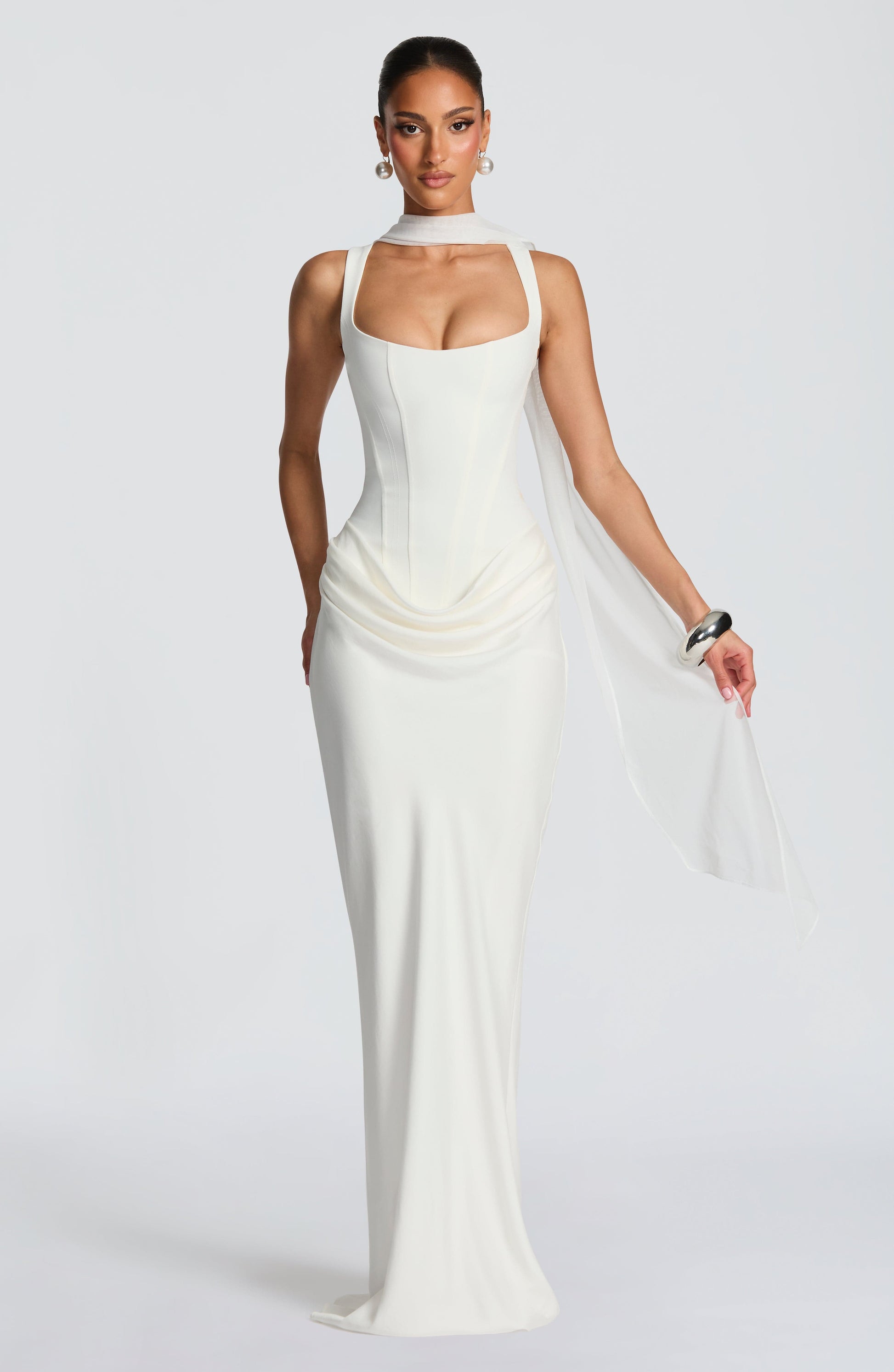 Ivory Cornelia Burgundy Maxi Dress