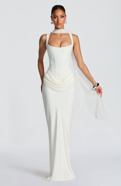 Ivory Cornelia Burgundy Maxi Dress