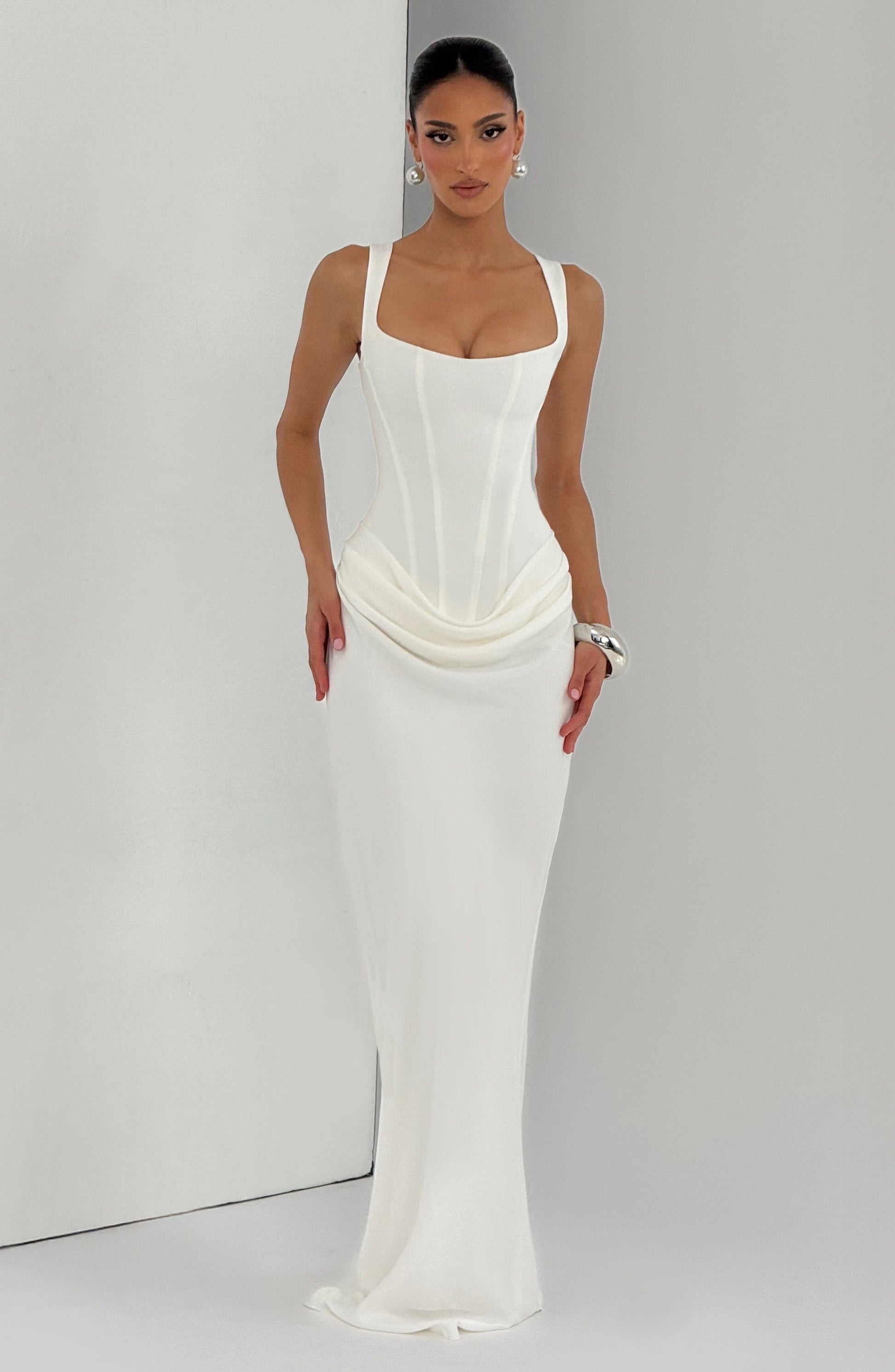 Ivory Cornelia Burgundy Maxi Dress