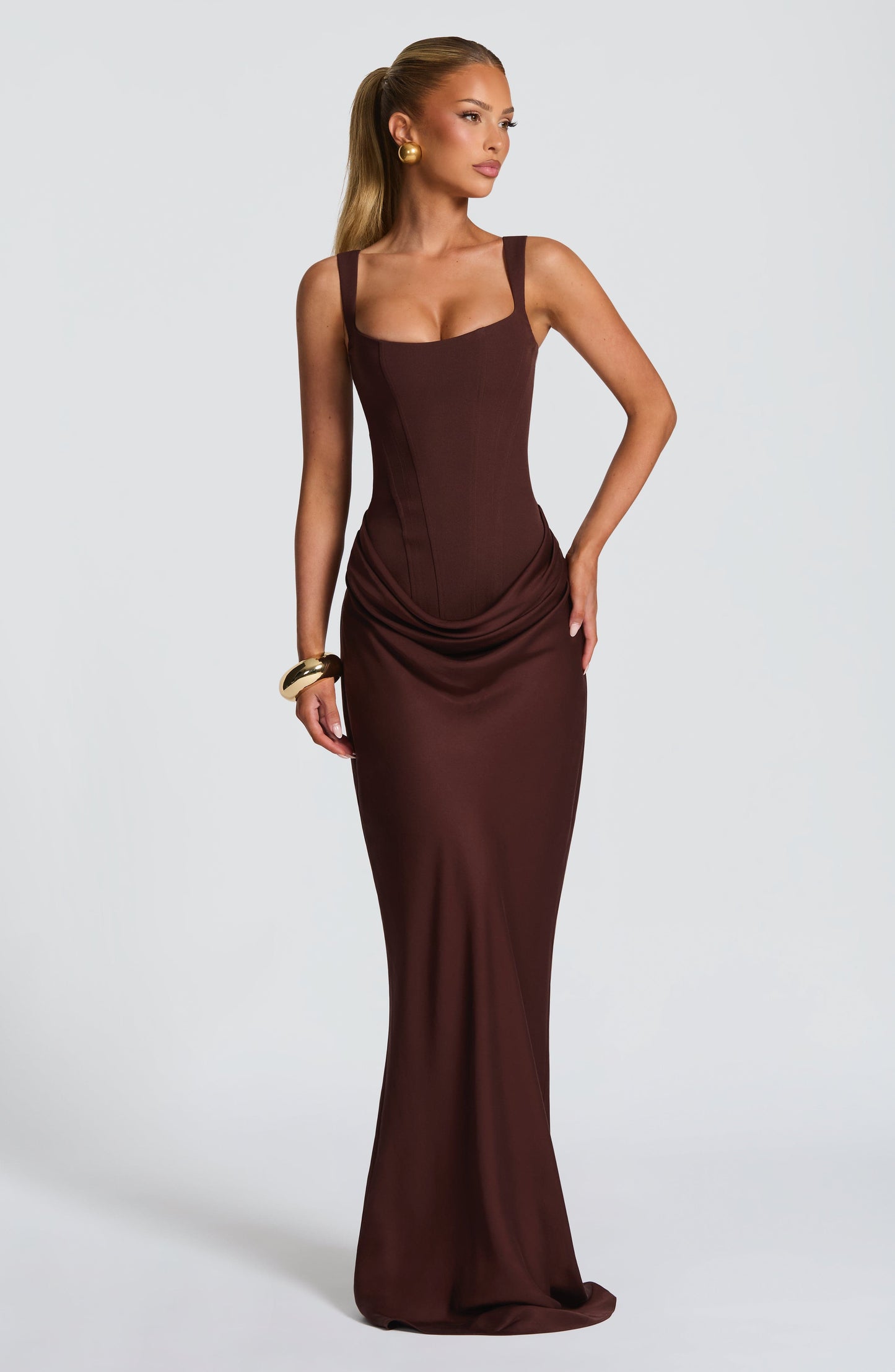 Plum Brown Cornelia Burgundy Maxi Dress