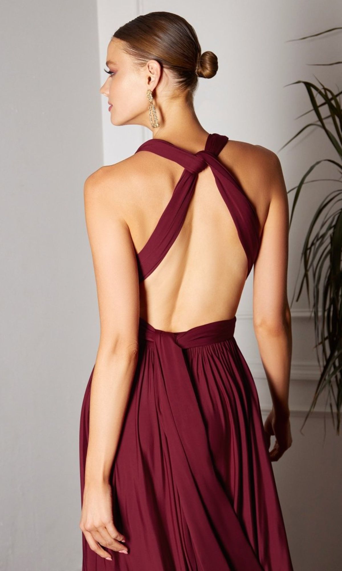 Mauve Amoris Burgundy A-Line Wrap Dress