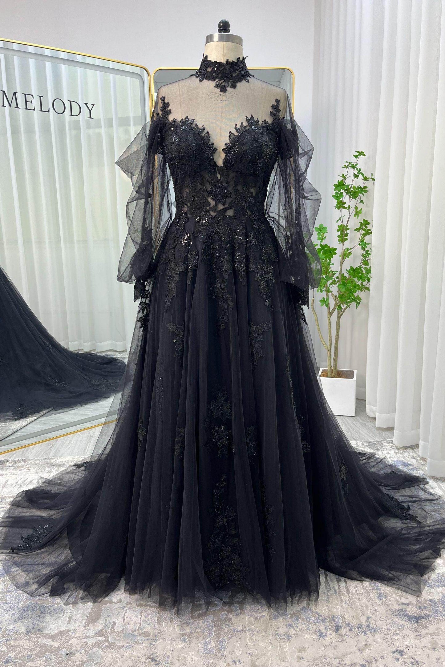 Line Court Train Lace Tulle Wedding Dress CW3156 Arabella Lace Tea Length Dress