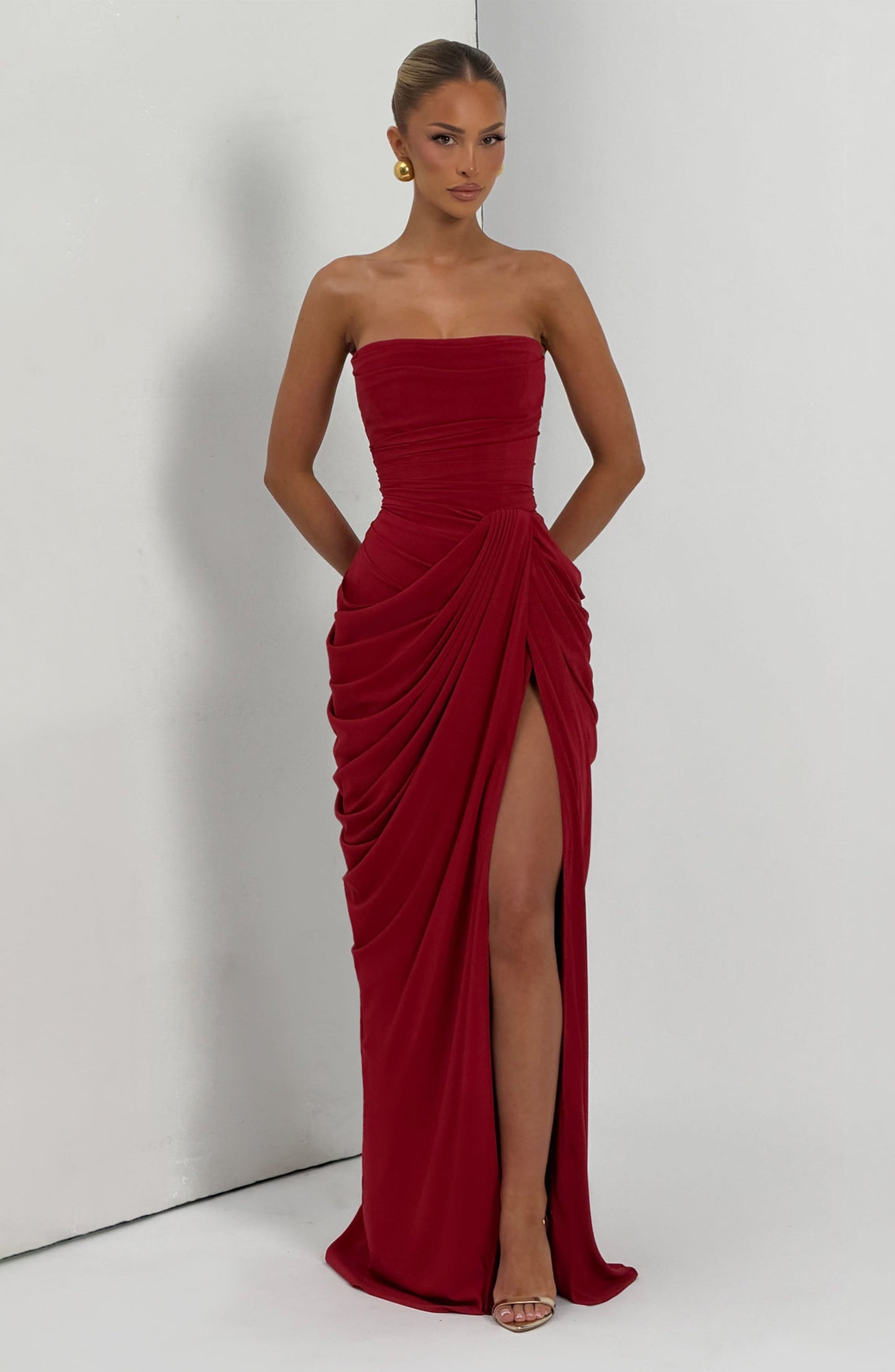Deep Red Cyra Navy Maxi Dress