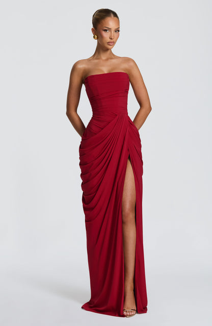Deep Red Cyra Navy Maxi Dress