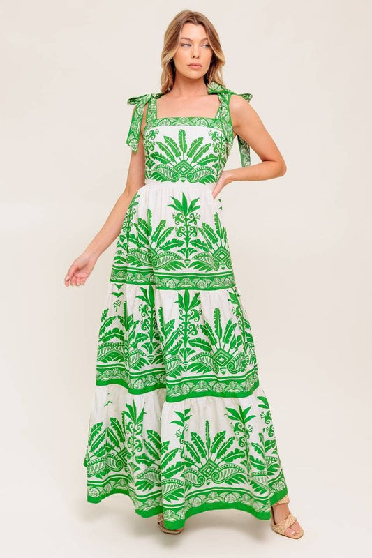 The Tropics Maxi Dress - Ivory Green - Medium
