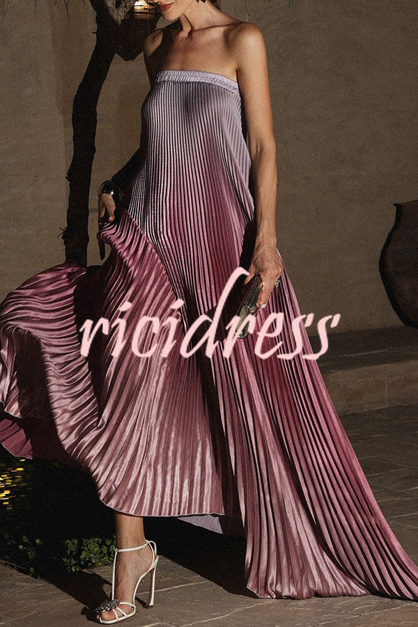line Gown Maxi Dress Vivienne Satin Pleated Maxi Dress