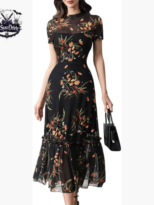 Isabelle Floral Mesh Maxi Dress